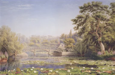 Ponte rustico e cottage di Nuneham Courtenay, vicino ad Abingdon